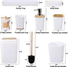 YESagoodShop Bathroom Set Black Trash Can  9 Piece Decor Toothbrush Holder Cup Lotion Dispenser Tray Soap Dish Toilet Brush Qtip 1763699629789 - 浴室套裝 - 查看 6