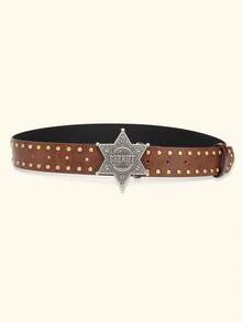 1pc Fashionable Punk-Style Wide Belt With Rivets For Women's Jeans Universal Belt - Belt - View 7