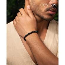 Mens Natural Stone Beaded Bracelets 8MM Stretch Adjustable Tiger Eye, Matte Agate, Lava Rock Beaded Bracelet Set For Men Gifts,3 - 3 - 查看 9