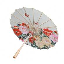 1PCS Art Umbrella Chinese Umbrella Classic Style Decorative Umbrella Oil Paper Painted Parasol Umbrella - Đỏ - Xem 2