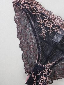 3件/6件套花卉刺绣薄纱文胸内裤套装，可调节肩带，性感舒适的女士内衣套装 - 彩色 - 查看 8