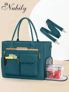 All-In-One Teacher Tote Bag With Insulated Lunch Compartment & 15.6 Inch Laptop Sleeve, Lightweight Nurse Work Bag For Women, Multi-Pocket Organizer For Work & Commute - Màu xanh lá cây đậm - Xem 11