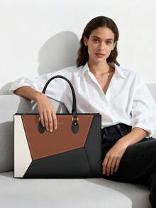 Waterproof Laptop Tote Bag For Women: 15.6 Inch Large Work Bag For Teachers & Office Professionals, Business Computer Briefcase With Organizer Pockets - Đen, nâu và trắng - Xem 6