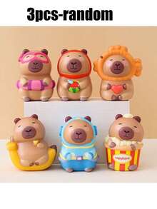 1/3件装 - 水豚派对礼物，可爱动物装饰品，课堂奖励，礼篮填充物，完美节日礼物，耐用橡胶材质，独特动物装饰品，非常适合派对礼物、节日礼物、生日礼物、情人节礼物、派对礼物 - 彩色 - 查看 11