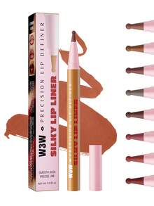 W3W Long-Lasting Waterproof Matte Nude & Deep Brown Lip Liner Pencil, High Color Payoff, Creamy Texture, Sponge Tip Applicator, Smooth Application, Waterproof & Smudge-Proof, Long-Wearing, Easy To Use Lip Liner