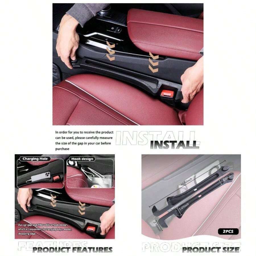 2PCS Upgraded Car Filler Organizer, Versatile Car Filler Organizer With Hooks Storage Slots Design, Soft Gaps Fillers Strip Accessories Interior - Initial - View 1