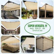 lonas para sombra malla sombra 90% raschel 5x5 reforzada lista para instalar - Beis - Ver 4