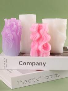 波浪柱香薰蜡烛模具 DIY 几何圆柱香薰石石膏模具 - 白色 - 查看 2