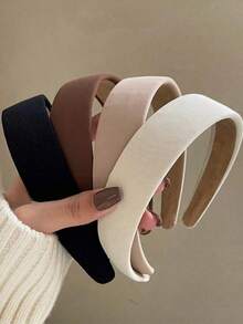 4pcs/1pc Vintage Soft Sponge Headband, Solid White And Brown Color, Elegant High-End Fashion Hair Accessories, Suitable For Daily Wear, Washing Face, Showering, Matching Outfits, For Women, Hair Band, Hair Hoop, Autumn - 彩色 - 查看 6