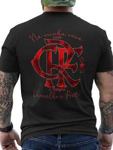 Men's T-Shirt Flamengo Yellow And Black - Black With Red Flamengo Lettering On The Back, Regular Fit Casual Everyday Shirt For Football Fans & Flamengo Fans - Ideal Gift, Fan Merchandise, Eye-Catching Graphic Design, High-Quality Workmanship, Short Sleeve Shirt, Sports Enthusiasts - Black - View 6