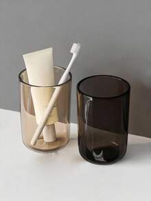 1pc Transparent Gargle Cup, Plastic Bathroom Cup, Reusable Drinking Glass, Elegant Transparent Gargle Cup, Luxury Couple Toothbrush Cup, Suitable For Home And Bathroom Use