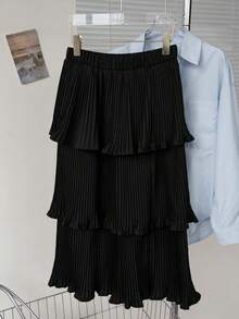 Autumn/Winter Layered Ruffle Hem Fishtail Casual Cute Long Skirt For Women