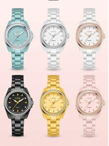 LIGE Fashion Women's Watch Waterproof Quartz Watch Ceramic Strap Luminous Dial Daily Wear Watch - Black - View 10