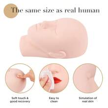 Eyelash Extension Practice Head, Makeup And Eyelash Extension Training Head, Beauty Face Model Head, Soft Rubber Texture, Easy To Clean With Skincare Oils - Apricot - View 3