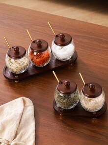 1pc Glass Seasoning Jar, Suitable For Tabletop Decor, Home And Kitchen Condiment Storage - Glass Condiment Jars - View 6