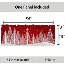 Cortinas de invierno de Navidad para ventanas de cocina 54 x 18 pulgadas árbol rojo copo de nieve bolsillo para barra cenefa cortinas cortas de Navidad para sala de estar recámara baño - rboldeNavidad - Ver 4