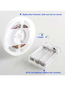 Tira de luz LED flexible alimentada por batería, luz cálida, personalizable, adecuada para cajas de regalo, armarios y gabinetes (baterías no incluidas). - luz cálida - Ver 3
