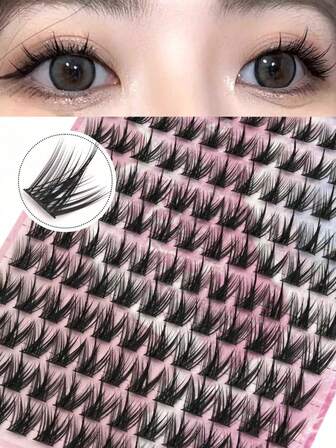 156 racimos, pestañas segmentadas naturalmente rizadas, pestañas personales realistas, adecuadas para principiantes, fiestas y citas, racimos de pestañas, racimos de pestañas, pestañas personales, pestañas, pestañas postizas