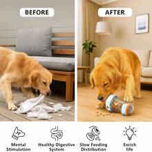 Interactive Dog Treat Dispenser Toy, Large Size Rolling Food Leak Proof Ball, Durable Chew Tooth Healthy Ball, Suitable For All Breeds Slow Feeder Puzzle Pet Toy, Slow Feeding Training Toy, Pet Food Puzzle Toy