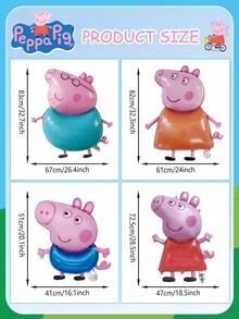 Hasbro 69件套小猪佩奇派对用品套装，包含铝箔气球、家庭卡通人物手镯气球、餐盘、桌布、餐巾纸，生日庆祝装饰派对礼品，全套餐桌用品