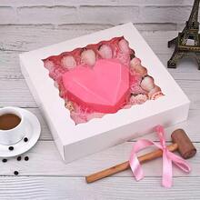 10/20个装带透明窗口的烘焙外卖盒 - 耐用的馅饼和糕点盒，适用于巧克力草莓、情人节礼物 - 彩色 - 查看 6