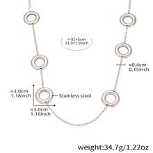 Autumn And Winter Versatile Stainless Steel Sweater Chain Large Circle Two-Tone Design European And American Simple Personality Long Non-Fading Sweater Coat Elegant Accessory - P932-鋼色項鍊81+5cm - 查看 11