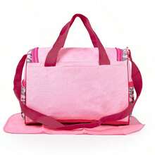 时尚大号刺绣长颈鹿图案单肩妈妈包；多功能大容量母婴旅行斜挎包；多隔层大开口尿布包 - 粉色 - 查看 4