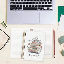 BearCake Lawyer Notebook Journal, Attorney Gifts For Women, Retro Floral Books Journal For Women, Law Office Supplies, Funny Lawyer Gifts Hardcover Spiral Notebook 5.5x8.3,White-Annotation-Lawyer - 白色註釋律師 - 查看 4