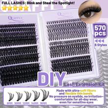DIY Lash Extension Kit 1676Pcs D Curl Individual Spike Manga Lash Clusters Kit With Bottom Lashes, Lash Bond And Seal, Remover Tweezers Brush - màu đen - Xem 5