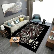 1 Stück Spielkarten Muster Teppich, geeignet für Wohnzimmer, Schlafzimmer, Unterhaltungsbereich Bodenbelag, Bar Dekoration Teppich, Spielzimmer Teppich, perfekt für Party Dekoration - Verschiedenfarbig - Übersicht 6