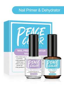 peacecolor 2瓶15毫升指甲底油和脱水剂，无酸美甲护理产品，适用于UV凝胶指甲油底油和脱水剂，适合女性DIY美甲沙龙，圣诞礼物 - 彩色 - 查看 8