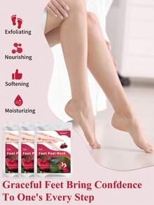 5双装足部去角质面膜，玫瑰足部去角质去角质，去除死皮并滋润护理，不含酒精，富含透明质酸和甘油，缓解干燥皲裂的脚后跟，软化粗糙的足部SPA袜，秋冬季皲裂足部护理，圣诞礼盒装（男女通用）