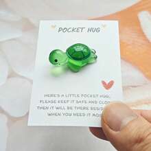 10张心形绿色海龟口袋拥抱卡 - 纪念礼物，表达感激、爱和支持，适合生日、情人节、圣诞节、海龟主题礼物、口袋拥抱卡、海龟周边、幸运海龟、感谢卡、圣诞卡 - 彩色 - 查看 2