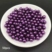 4/6/8/10mm Purple Acrylic Round Beads For Jewelry Making Mobile Phone Chain DIY Fashion Bracelet Necklace Decoration Accessories - Purple - View 5