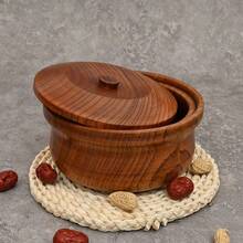 手工枣木带盖水果碗 方便面碗 炒饭碗 果盘 春卷 零食 干果 甜品碗 沙拉碗 带可调节腰环