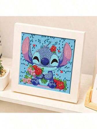 Disney Embroidered Diamond Painting Kit With Tools, Handmade DIY Relaxing Art Decoration Gift, Suitable For Valentine's Day Gift, Thanksgiving Gift(The Picture Is Displayed As A Finished Product, And You Need To Make And Complete It Yourself When Buying It Back)(It Contains Canvas, Diamonds, Tool Kit, And White Plastic Photo Frame