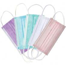 CUBREBOCAS DE 3 PLIEGOS C/ELÁSTICO COLORFULL CAJA C/50 PZAS - NARANJA - Ver 4