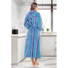 Bata de mujer, bata de baño larga de peluche con capucha, batas con capucha para mujeres talla grande, bata de baño 31371252 - Azul - Ver 5