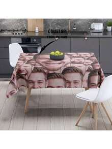 1pc Customized Photo Tablecloth - Use Your Own Photo Or Text Design, Suitable For Mother's Day, Valentine's Day, Christmas, Father's Day, Party, Restaurant, Cafe, Buffet, Picnic - Indoor And Outdoor Use - Style 2 - View 3