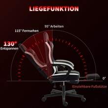 HOMCOM Gaming Chair With Footrest, Computer Chair With Headrest And Cushion, Faux Leather Cover, Swivel, Height Adjustable, Metal, Plastic, Black+White (Available On Site) - 1 - View 3