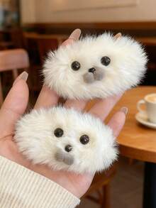 2件装可爱毛绒海豹发饰，适合女孩 - 简约侧边鸭嘴夹，带飘逸刘海，适合日常穿搭 - 彩色 - 查看 6