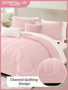 1pc Quilted Comforter, Cloud-Like Comfortable Down Alternative Comforter Suitable For All Sizes (Twin, Full, Queen, King), All Season, Machine Washable, Oeko-Tex Certified, Light Pink