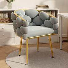 Silla de espejo con cojín de espuma de alta rebote, marco de metal, 76 pulgadas, estilo glam, elegantes detalles dorados, altura total aproximadamente 76 pulgadas, asiento de espejo | Apariencia lujosa | Cojín de alta elasticidad - Gris Claro - Ver 9