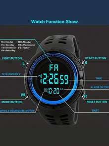 Đồng hồ thể thao điện tử đa chức năng thời trang dành cho nam và nữ, màn hình lớn, ngoài trời - Một cỡ - Xem 2