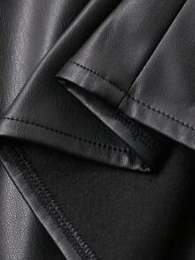 Livesso 女士纯黑色PU面料系带抽绳宽松百搭休闲吊带背心