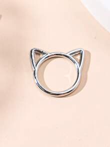 1pc Versatile Minimalist Cute Alloy Owl Accessory Jewelry - Cat Head - View 8