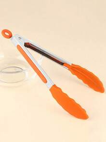 1pc 7"(Nylon)/9"(Silicone) Stainless Steel Kitchen Tongs - Multi-Purpose, Locking Non-Stick Pointed Tip Grill Tongs, Kitchen Food Clip, Heat-Resistant Cooking Tongs For Serving, Grilling, Salad, Baking - Essential Kitchen Tool