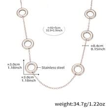Autumn And Winter Versatile Stainless Steel Sweater Chain Large Circle Two-Tone Design European And American Simple Personality Long Non-Fading Sweater Coat Elegant Accessory - P932-鋼色項鍊81+5cm - 查看 8