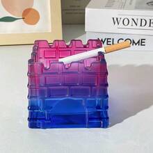 1 chiếc gạt tàn thuốc bằng thủy tinh nhiều màu sắc/màu xanh tím chuyển sắc/màu đỏ cam chuyển sắc, gạt tàn vuông nhẹ và sang trọng, thích hợp cho gia đình, ngoài trời, KTV, quán bar, khách sạn, sử dụng thương mại và các lễ hội khác nhau. - Nhiều màu - Xem 13