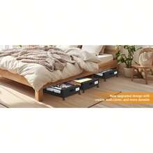 Underbed Lockers With Wheels And Lids-Space - Saving Pull - Out Storage Containers For Shoes And Clothes.Ideal For Dorm Bedrooms - Multicolor - View 9